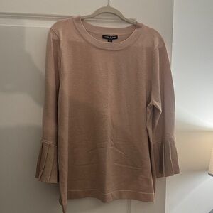 Cable & Gauge Shimmering Peach Sweater with Pleated Sleeves